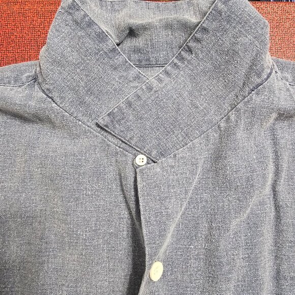 Vintage 90s J. Crew Oarsman Linen Blue Button-Up Shirt XL Lightweight Coastal - Picture 5 of 11